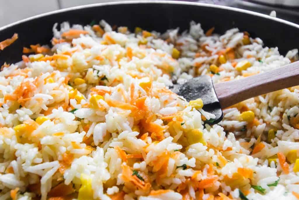 Stir fried rice and vegetables